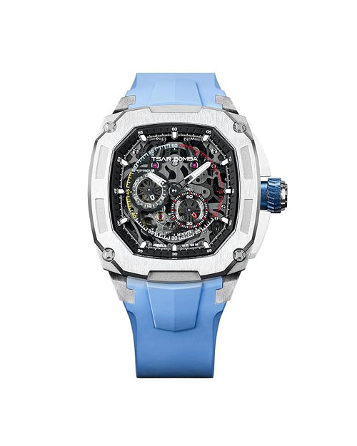 Tsar Bomba Dark Matter Series | Skeleton Dial | Includes Interchangeable Extra Bezel & Strap | Automatic Watch for Men | TB8601
