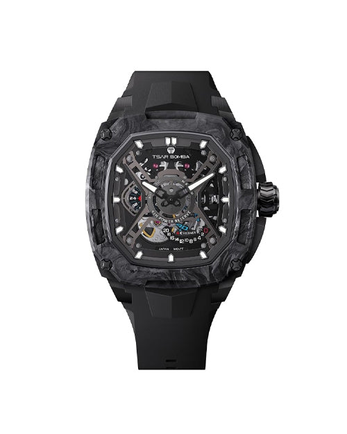 Tsar Bomba Dark Matter Series | Skeleton Dial | Carbon Fiber Case | 42 Hour Power Reserve Automatic Watch for Men - TB8605
