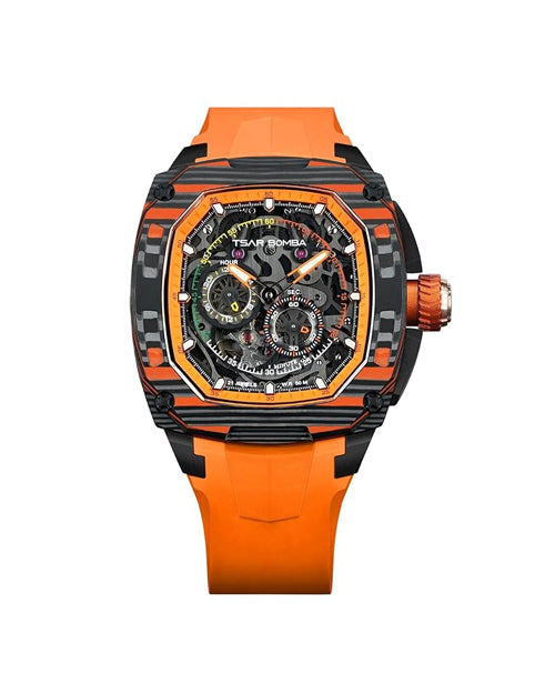 Tsar Bomba Dark Matter Series | Skeleton Dial | Includes Interchangeable Extra Bezel & Strap | Automatic Watch for Men | TB8601