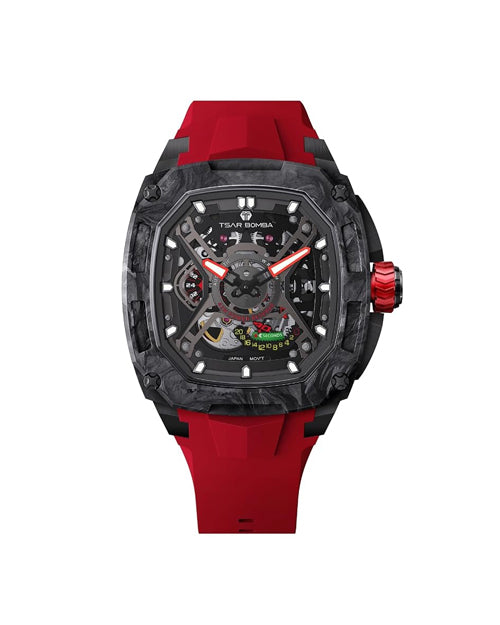 Tsar Bomba Dark Matter Series | Skeleton Dial | Carbon Fiber Case | 42 Hour Power Reserve Automatic Watch for Men - TB8605
