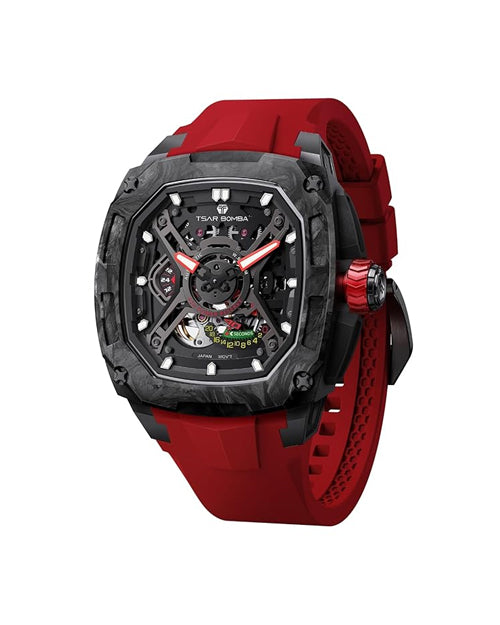 Tsar Bomba Dark Matter Series | Skeleton Dial | Carbon Fiber Case | 42 Hour Power Reserve Automatic Watch for Men - TB8605