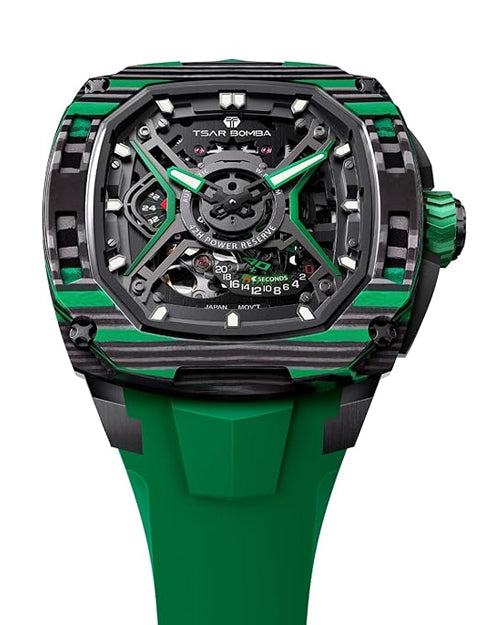 Tsar Bomba Dark Matter Series | Skeleton Dial | Carbon Fiber Case | 42 Hour Power Reserve Automatic Watch for Men - TB8605