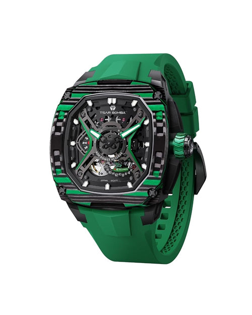 Tsar Bomba Dark Matter Series | Skeleton Dial | Carbon Fiber Case | 42 Hour Power Reserve Automatic Watch for Men - TB8605