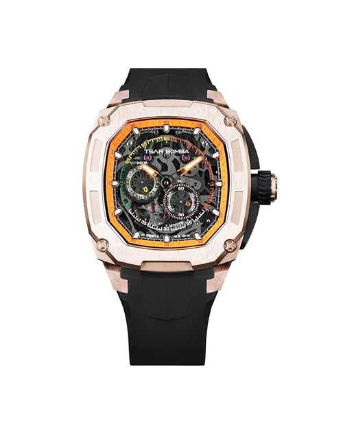 Tsar Bomba Dark Matter Series | Skeleton Dial | Includes Interchangeable Extra Bezel & Strap | Automatic Watch for Men | TB8601