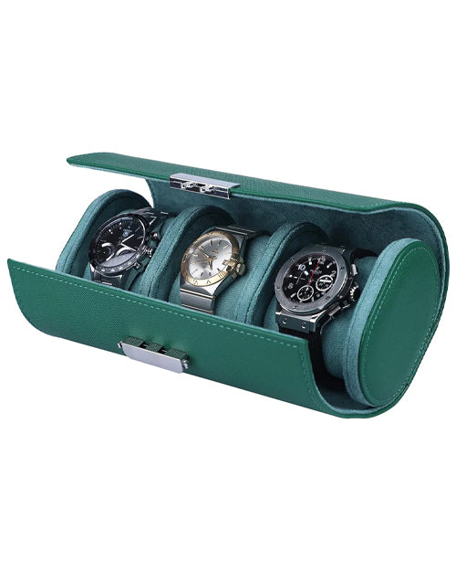 Genuine Leather Watch Box Organizer for Men and Women- 3 Watch Storage with Adjustable & Removable Pillows 3-Slot Leather Watch Storage