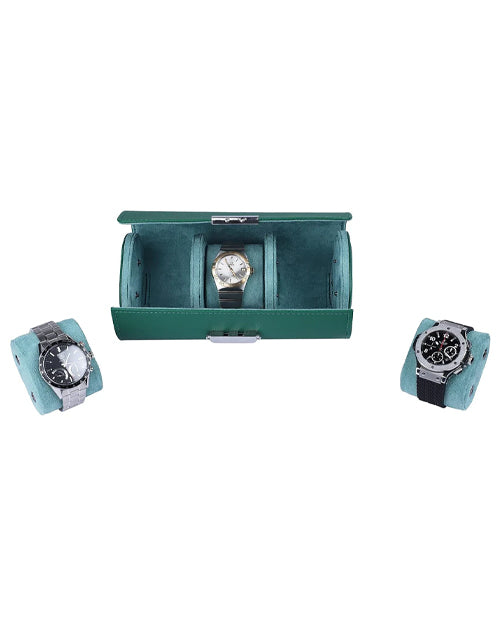 Genuine Leather Watch Box Organizer for Men and Women- 3 Watch Storage with Adjustable & Removable Pillows 3-Slot Leather Watch Storage
