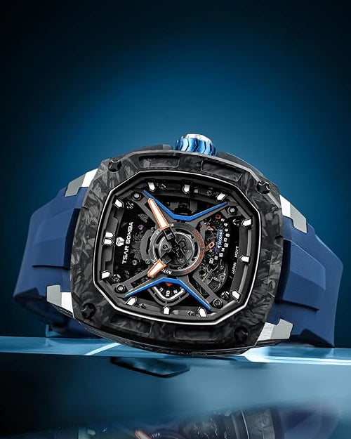Tsar Bomba Dark Matter Series | Skeleton Dial | Carbon Fiber Case | 42 Hour Power Reserve Automatic Watch for Men - TB8605