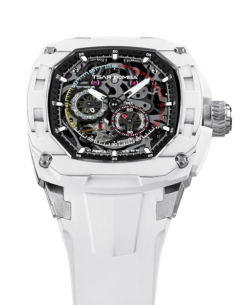 Tsar Bomba Dark Matter Series | Skeleton Dial | Includes Interchangeable Extra Bezel & Strap | Automatic Watch for Men | TB8601