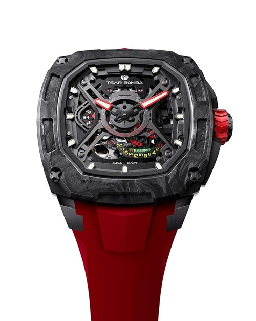Tsar Bomba Dark Matter Series | Skeleton Dial | Carbon Fiber Case | 42 Hour Power Reserve Automatic Watch for Men - TB8605