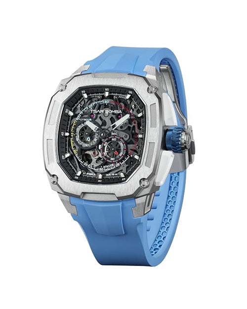 Tsar Bomba Dark Matter Series | Skeleton Dial | Includes Interchangeable Extra Bezel & Strap | Automatic Watch for Men | TB8601