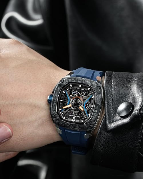 Tsar Bomba Dark Matter Series | Skeleton Dial | Carbon Fiber Case | 42 Hour Power Reserve Automatic Watch for Men - TB8605