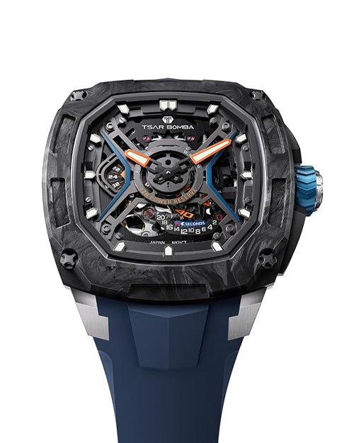 Tsar Bomba Dark Matter Series | Skeleton Dial | Carbon Fiber Case | 42 Hour Power Reserve Automatic Watch for Men - TB8605