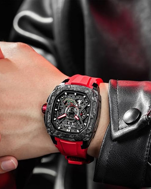Tsar Bomba Dark Matter Series | Skeleton Dial | Carbon Fiber Case | 42 Hour Power Reserve Automatic Watch for Men - TB8605