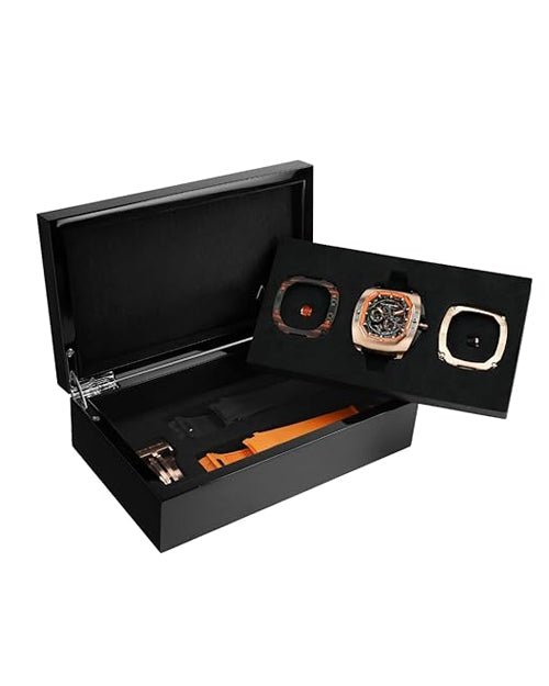 Tsar Bomba Dark Matter Series | Skeleton Dial | Includes Interchangeable Extra Bezel & Strap | Automatic Watch for Men | TB8601