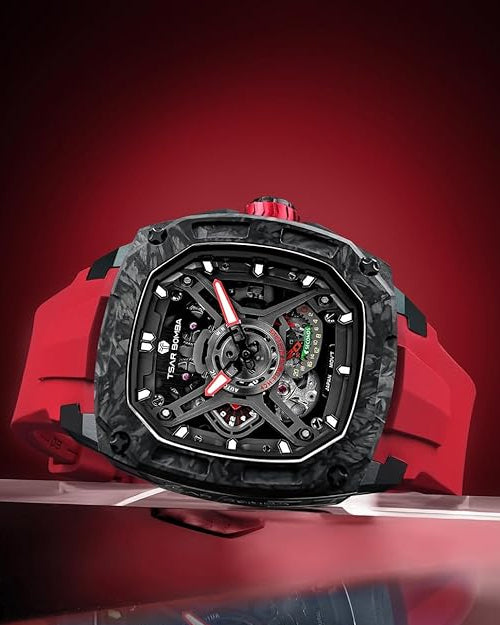 Tsar Bomba Dark Matter Series | Skeleton Dial | Carbon Fiber Case | 42 Hour Power Reserve Automatic Watch for Men - TB8605